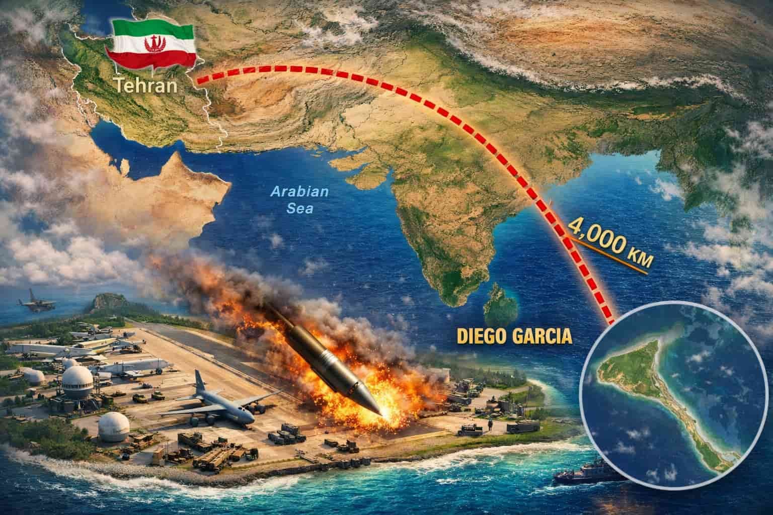Iran का Diego Garcia पर मिसाइल हमला: 4,000 KM दूर तक मार, अमेरिकी युद्धपोत ने मार गिराया — भारत के लिए क्या मायने?