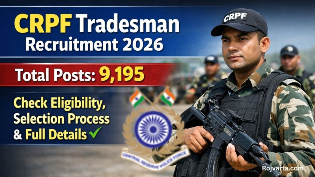 CRPF Tradesman Recruitment 2026 Total post 9195