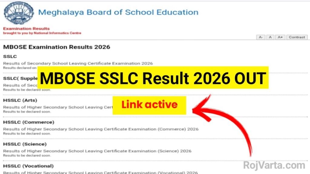 MBOSE SSLC Result 2026 OUT: Meghalaya Board Class 10 Result जारी, megresults.nic.in पर अभी चेक करें